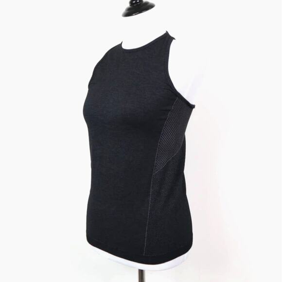 Athleta Tops - Athleta Size S Racerback Tank Netted Panels Jewel Neck Gray Black